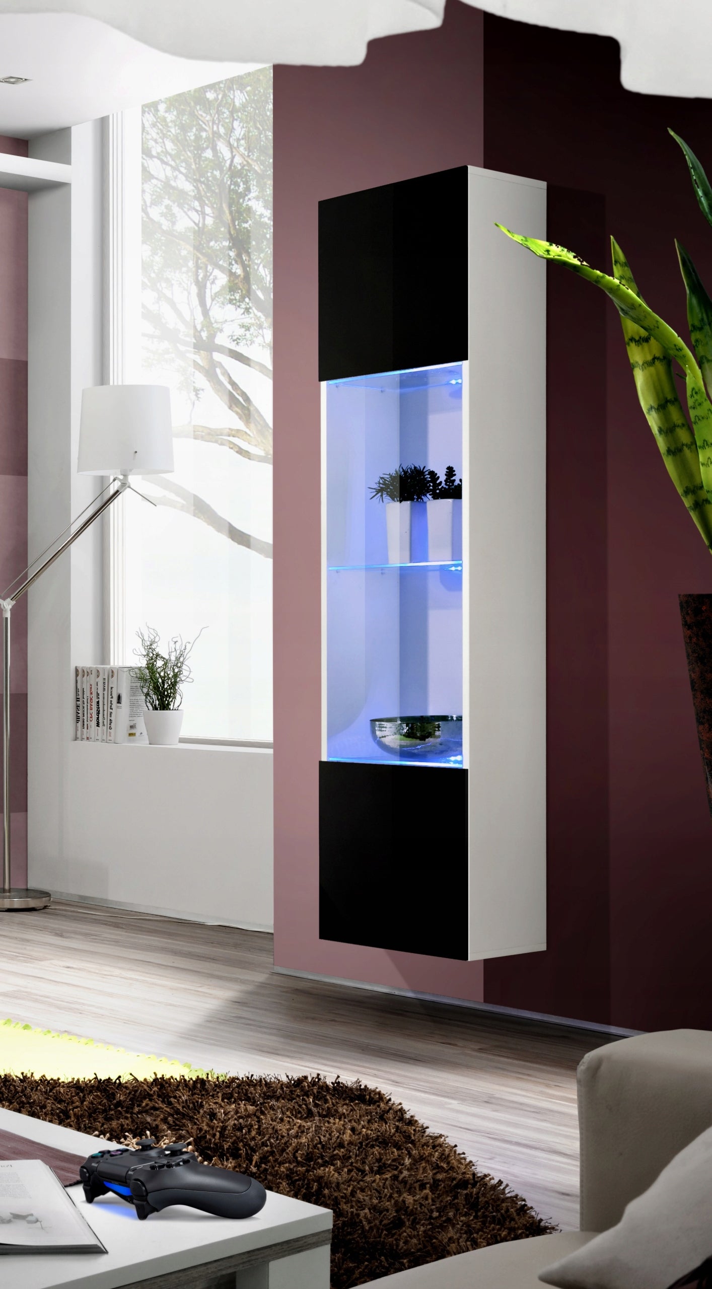 Vitrine Fly 42, weiß/schwarz 