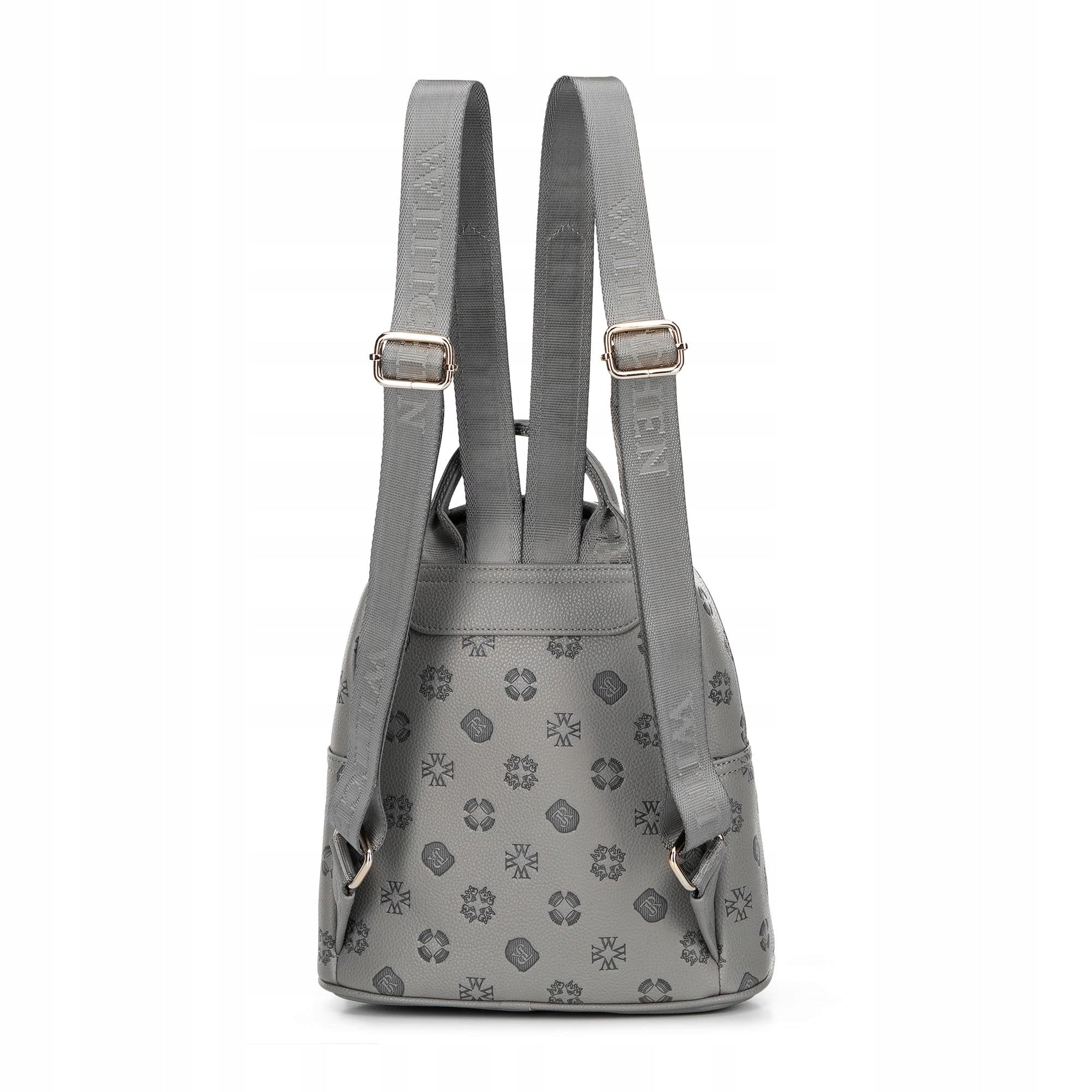 WITTCHEN Women's eco leather backpack 101-4Y-P09-8 grey monogram Packaging status original