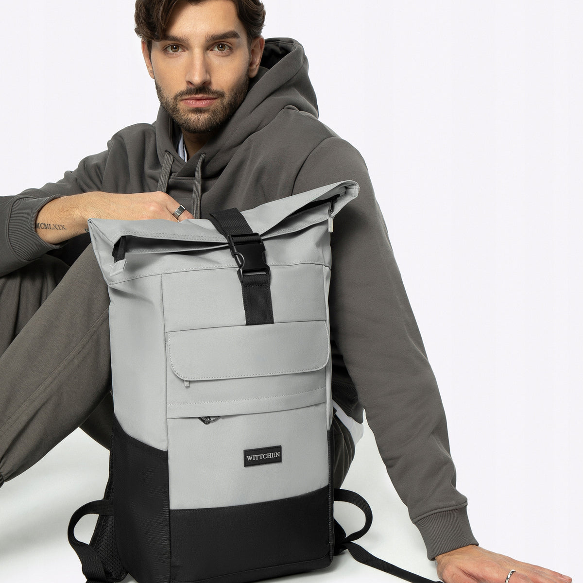 WITTCHEN backpack on board aircraft grey - black Main pattern plain