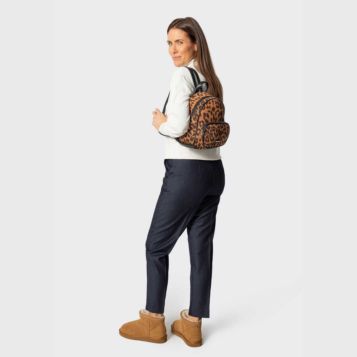 WITTCHEN small women's backpack in leopard print brown Packaging status original