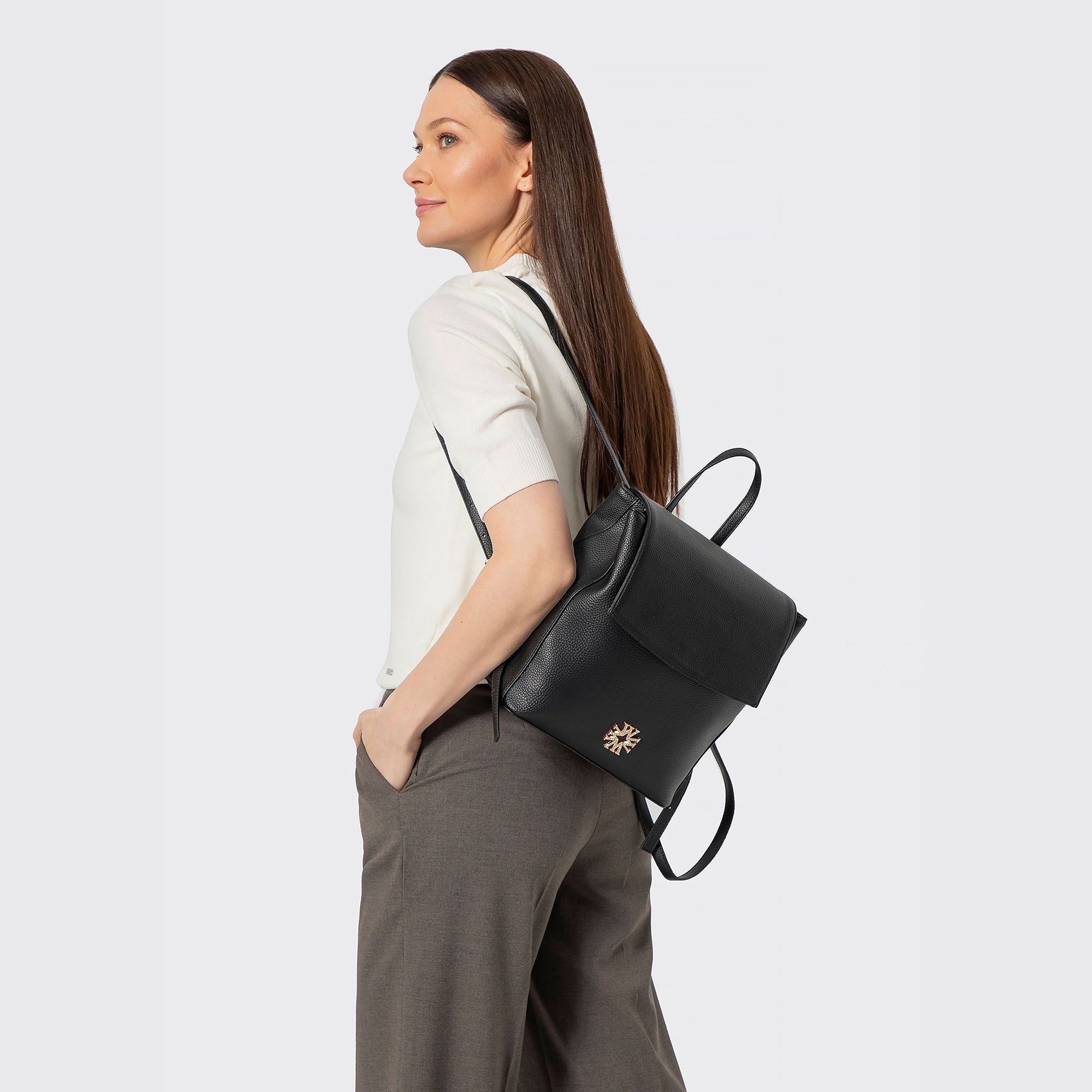 WITTCHEN two-chamber women's imitation leather backpack black Packaging status original