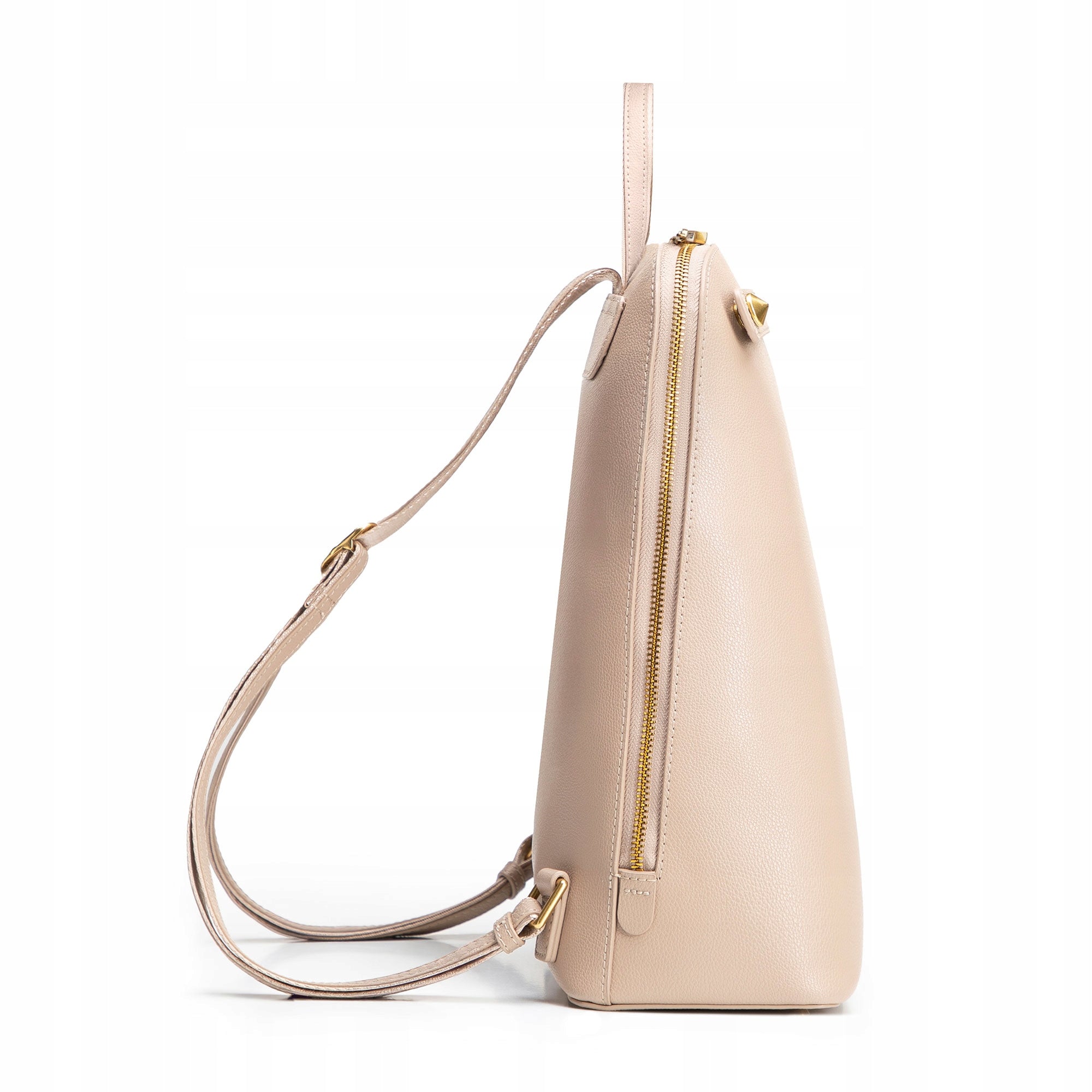 WITTCHEN women's trapezoidal leather backpack beige Main pattern plain