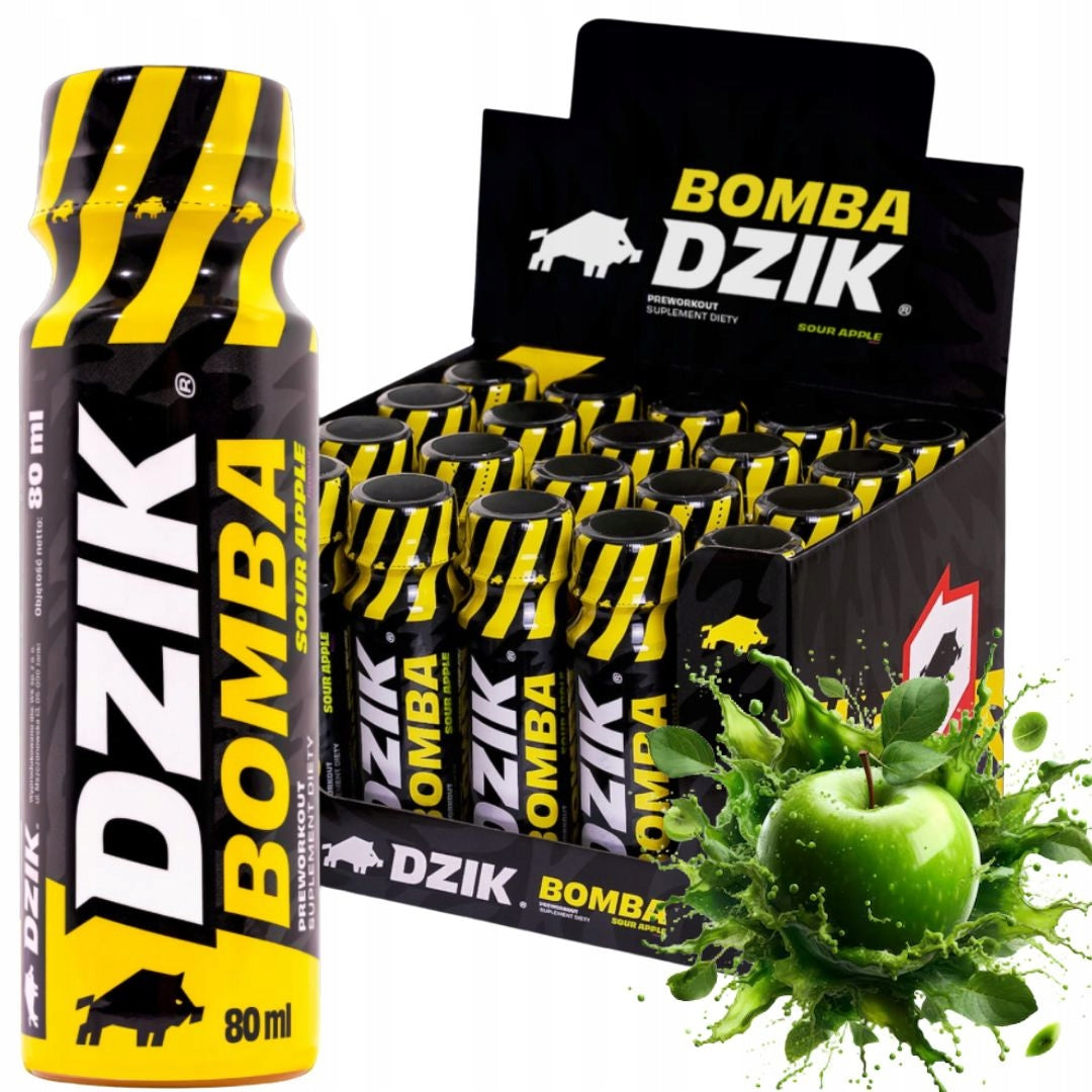 WK DZIK BOMB PREWORKOUT SHOT Pre-workout SOUR APPLE 80 ml 20 SHOTS