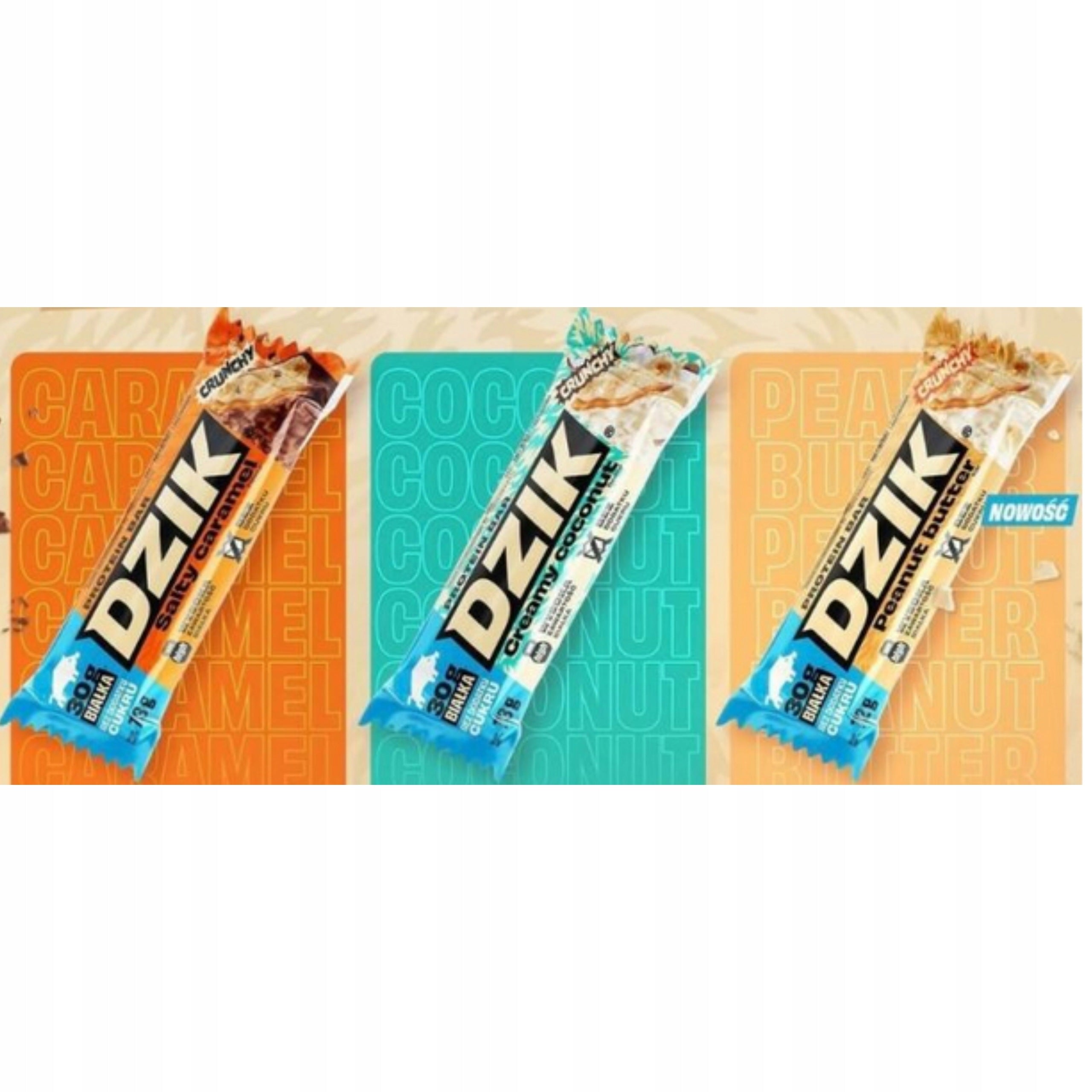 WK Dzik 3 x Protein Bar ( 3 different flavors ) MIX of Flavors Without Added Sugar