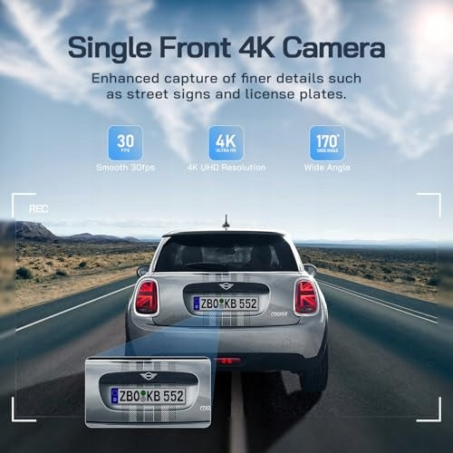 WOLFANG 4K WiFi Car Camera 32GB Ultra Night View 170° WDR G-Sensor Manufacturer code WD03ZZAA