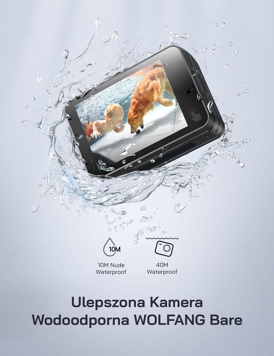 WOLFANG GA420 Action Camera 4K 60FPS 20MP EIS 40M Dual Screen Microphone Model GA420