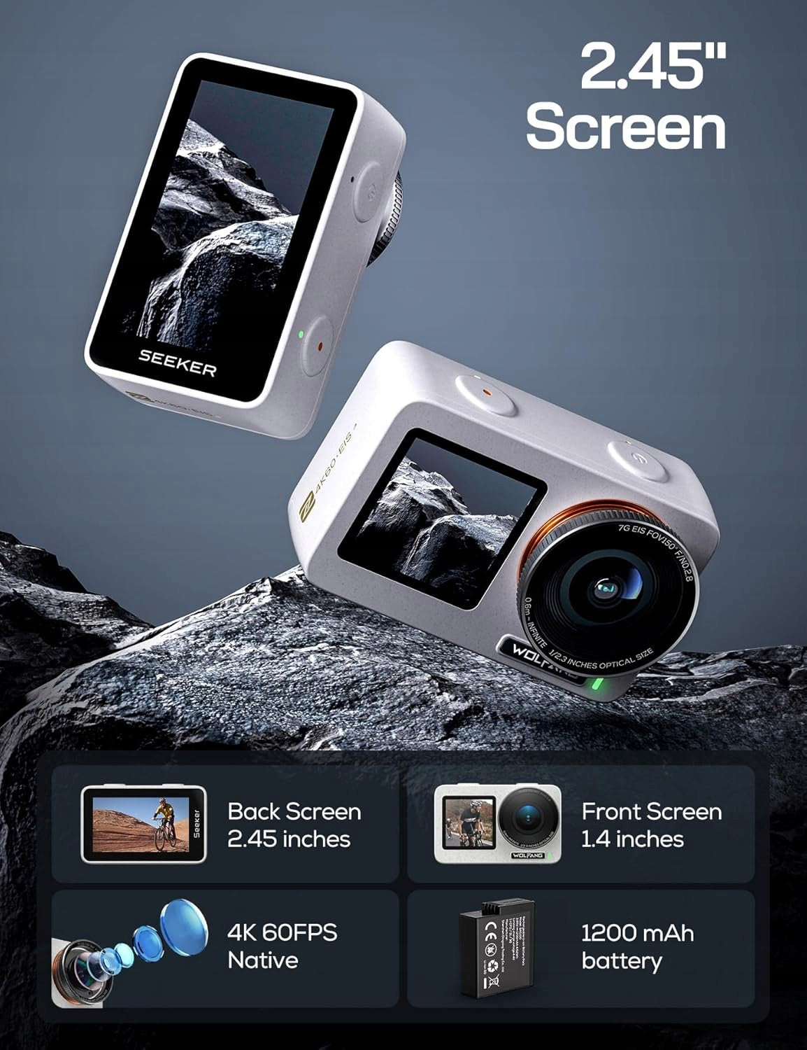 WOLFANG Seeker One Sports Camera 4K 60FPS HDR Stabilization NFC Wi-Fi 16m Brand no brand