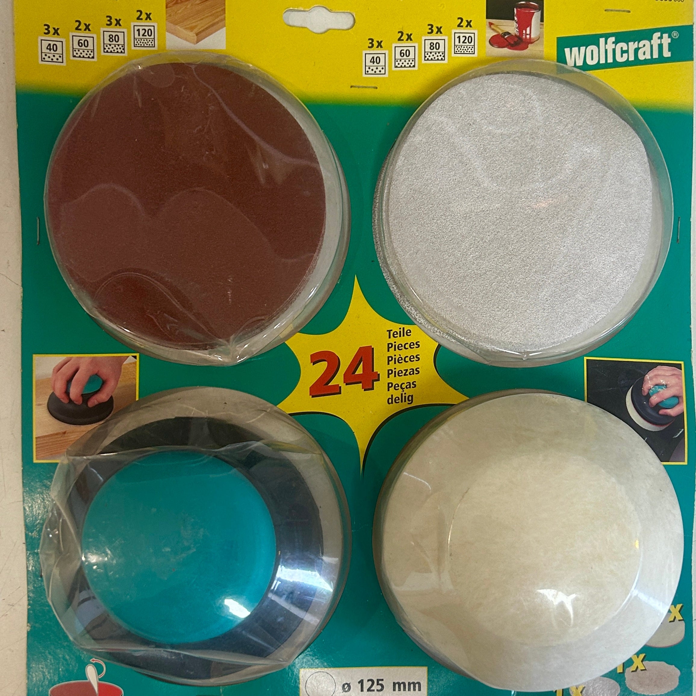 WOLFCRAFT Set for grinding and polishing by hand 125 mm Packaging status original