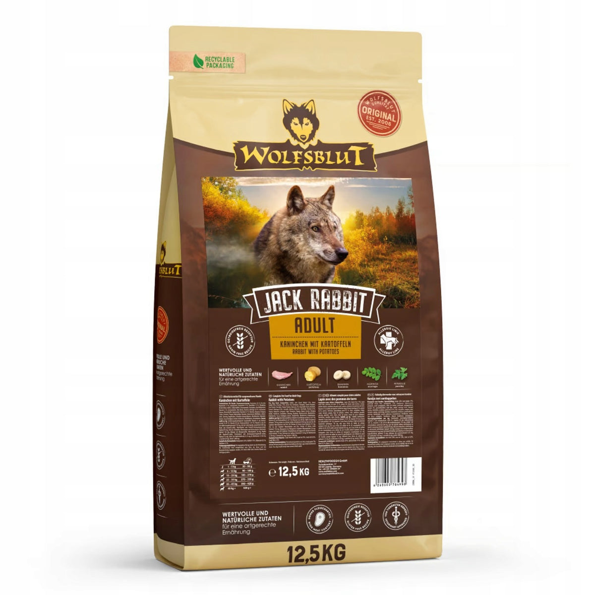 WOLFSBLUT JACK RABBIT 12,5KG rabbit with vegetables