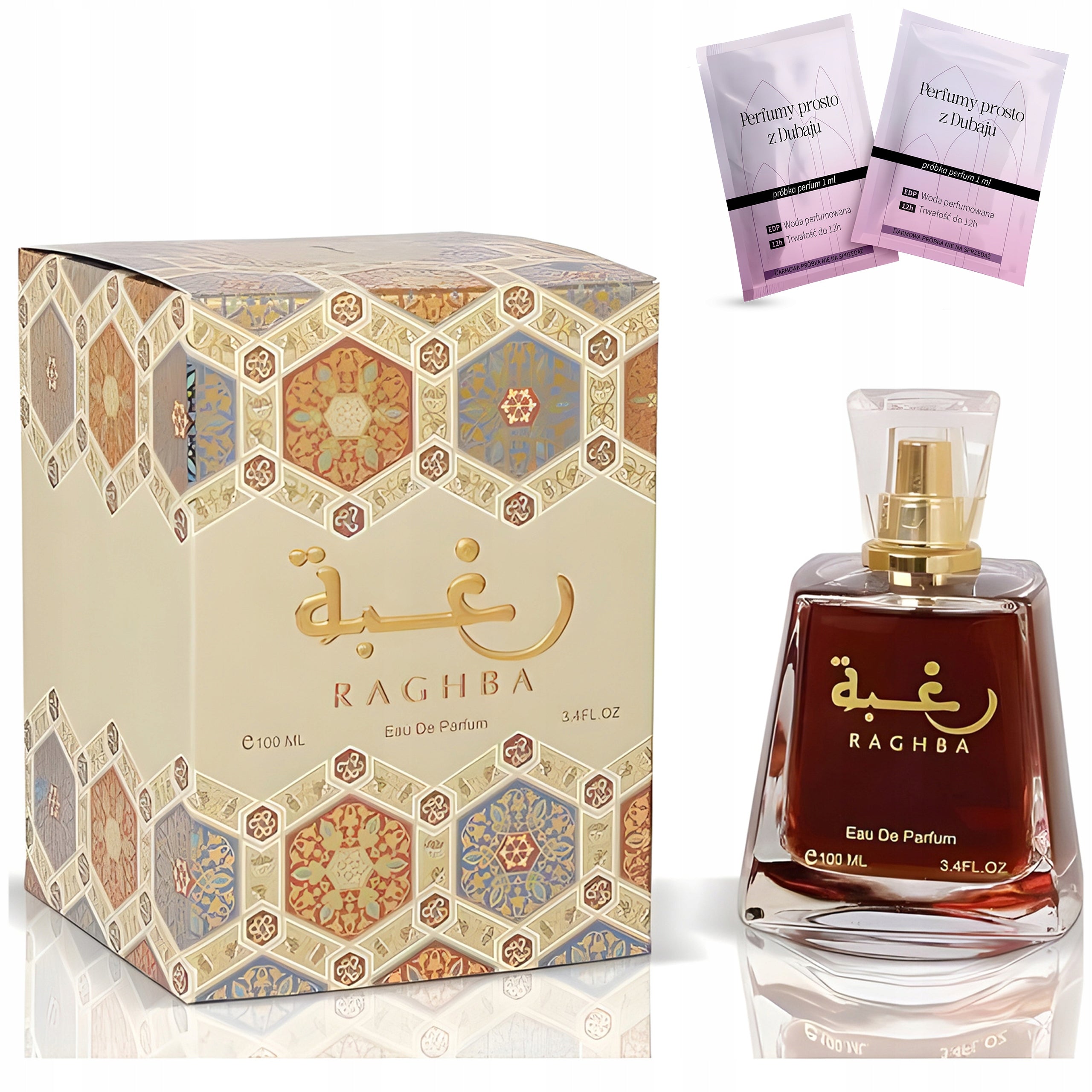 WOMEN'S ARABIC PERFUME LATTAFA RAGHBA 100ml ORIGINAL HOLOGRAM + SAMPLES Manufacturer code Perfumy Arabskie Oryginalne Hologram 2 Próbki