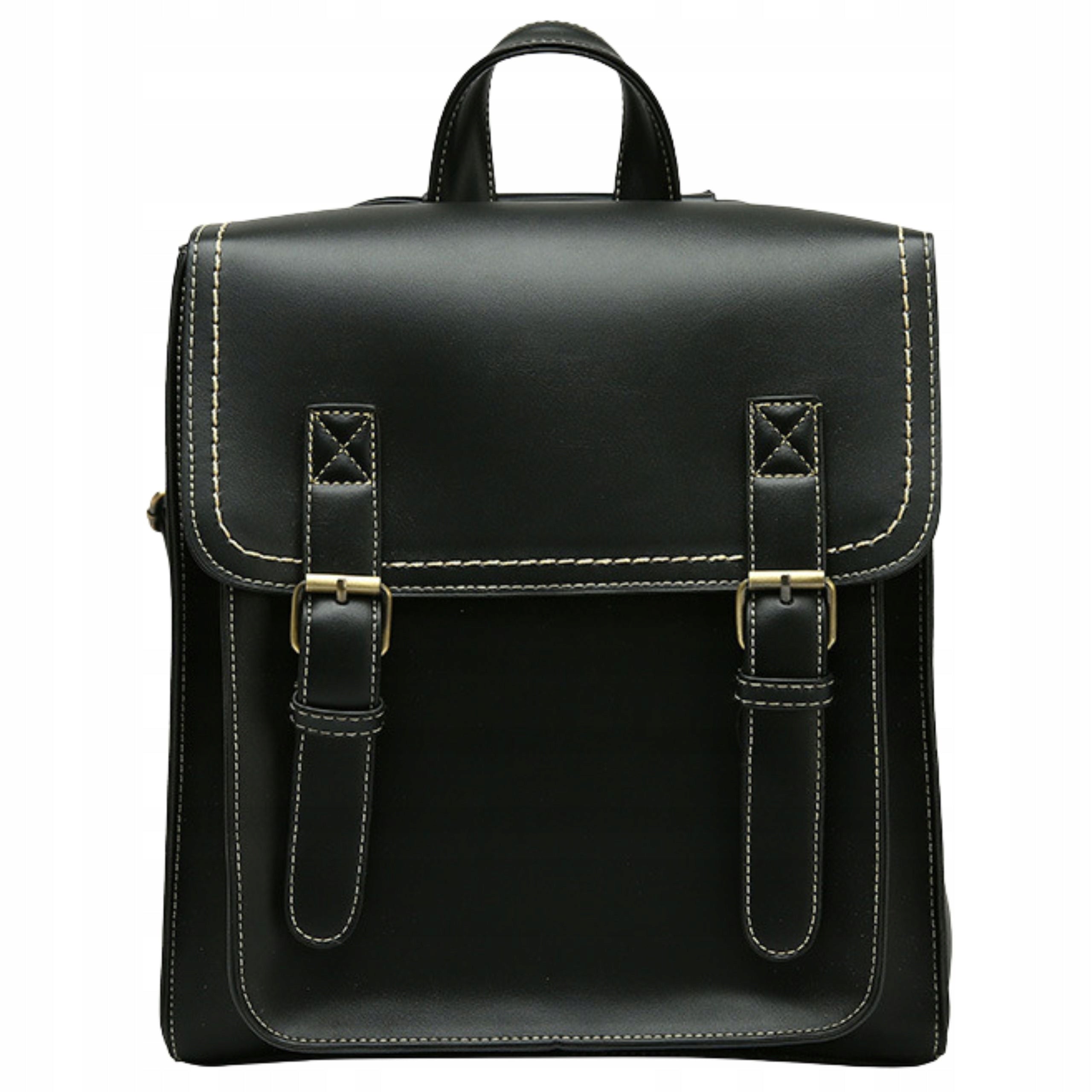 WOMEN'S BACKPACK 2in1 CITY SHOULDER BAG BLACK VINTAGE FOR SCHOOL WORK Brand Imiti