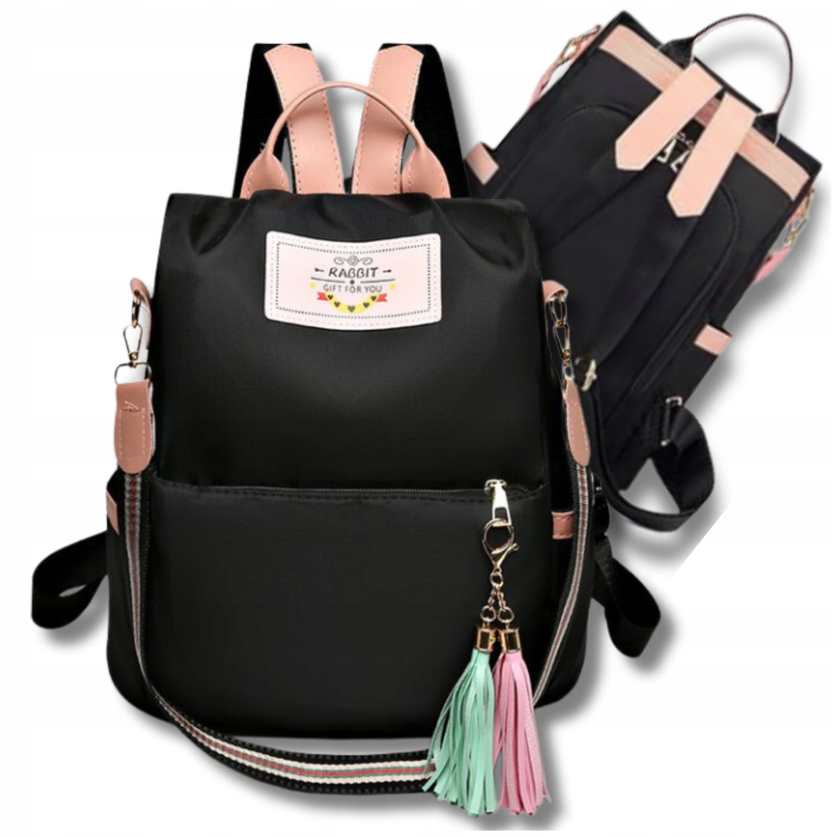 WOMEN'S BACKPACK BAG Strap Black City BACKPACK 2IN1 ROOMY