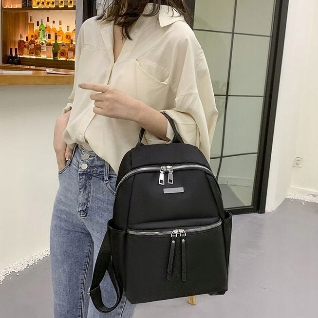 WOMEN'S BACKPACK BLACK BACKPACK ROOMY Silver Zipper A4 for Women Female EAN (GTIN) 5905902604774