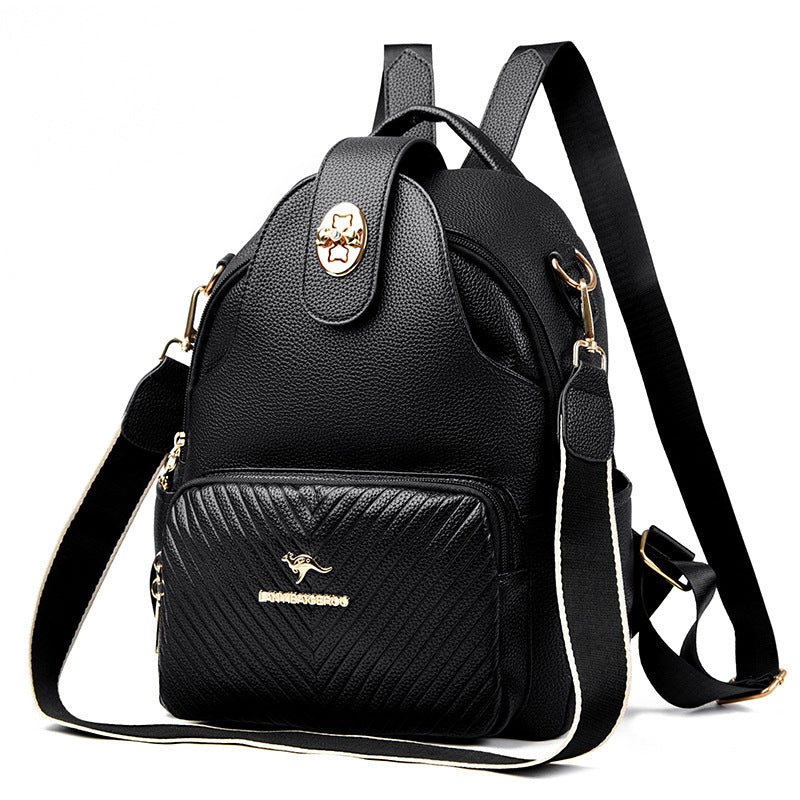 WOMEN'S BACKPACK BLACK CITY BACKPACK FOR WORK FAUX LEATHER BAG 2IN1 Brand Imiti