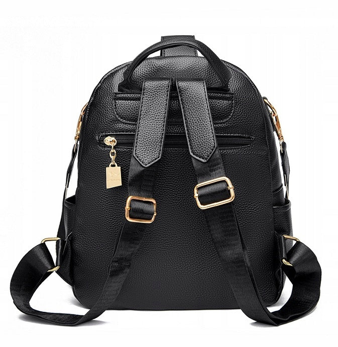 WOMEN'S BACKPACK BLACK CITY BACKPACK FOR WORK FAUX LEATHER BAG 2IN1 Kind elegant
