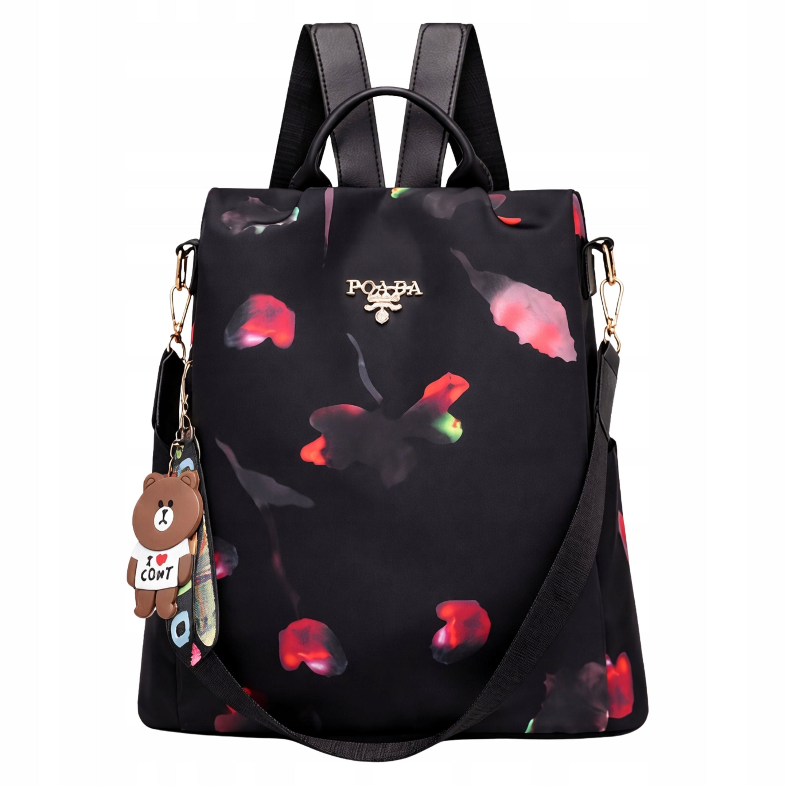 WOMEN'S BACKPACK BLACK SMALL BACKPACK CITY SHOULDER BAG LIGHT 2IN1 Brand Imiti