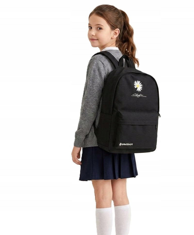 WOMEN'S BACKPACK BLACK YOUTH SCHOOL HIKING SOLID LIGHTWEIGHT Manufacturer code TR001
