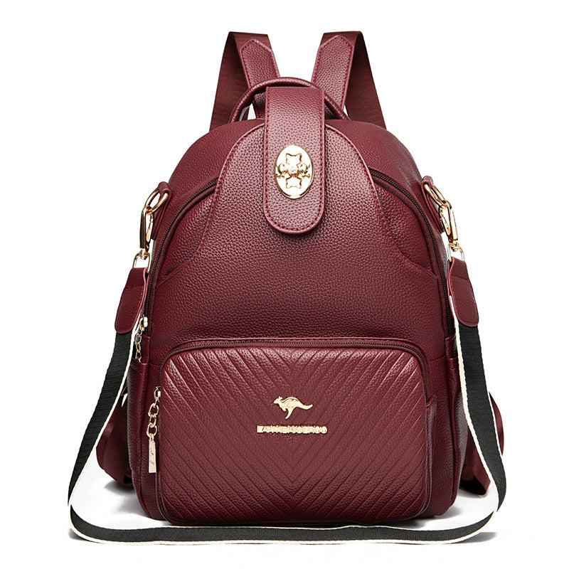 WOMEN'S BACKPACK BURGUNDY CITY BACKPACK FOR WORK FAUX LEATHER BAG