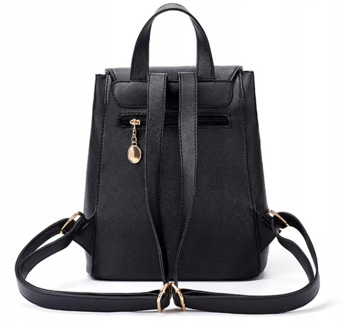 WOMEN'S BACKPACK CITY BLACK ECO LEATHER ROOMY Spacious waterproof daily Brand ProTone