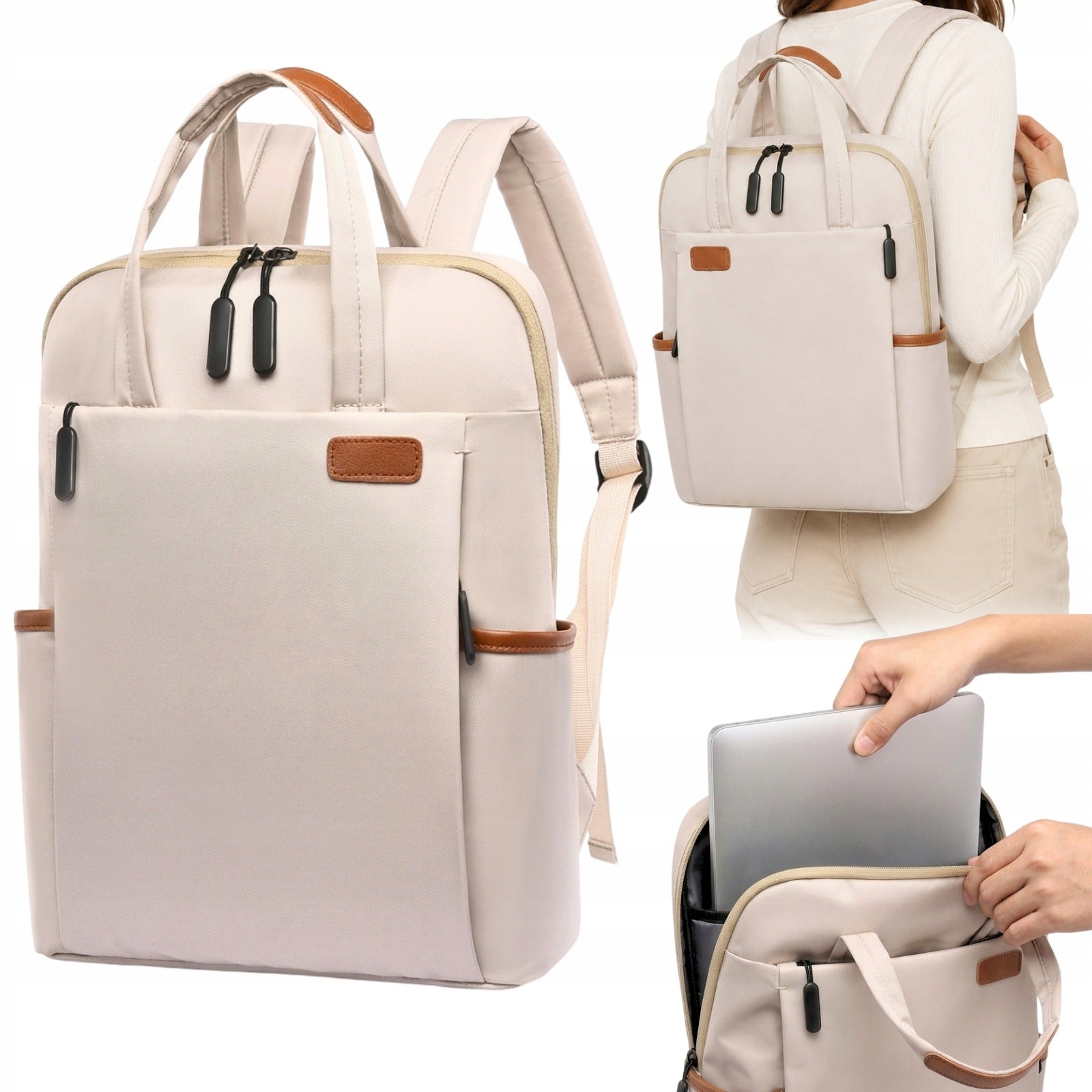 WOMEN'S BACKPACK ECRU SPORTS BAG GOOD QUALITY ROOMY FOR LAPTOP LUGGAGE