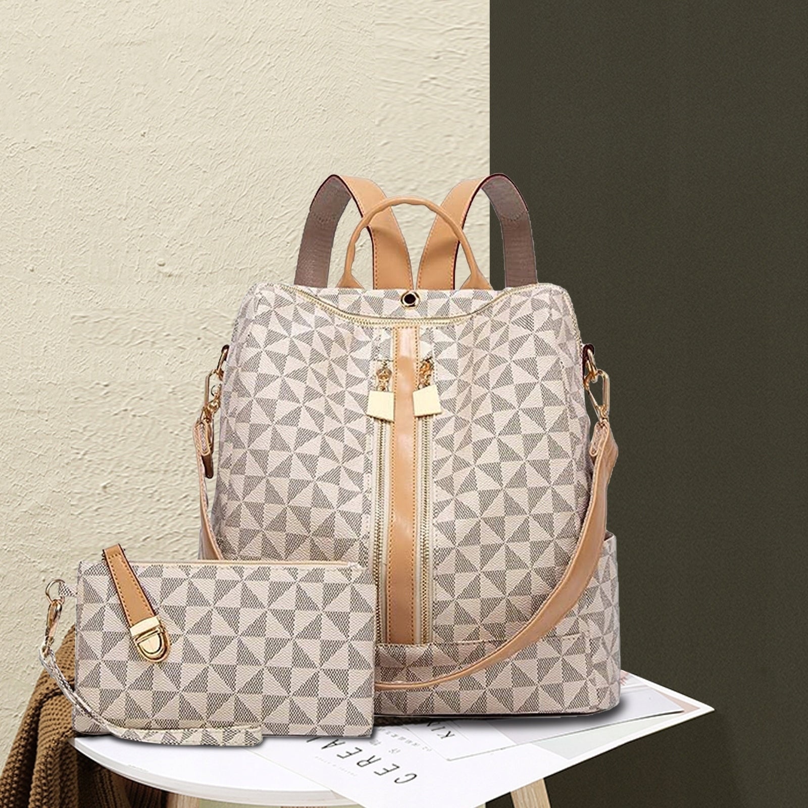 WOMEN'S BACKPACK HANDBAG 2IN1 STYLISH LEATHER FOR WORK SHOPPER CAPACIOUS Packaging status original