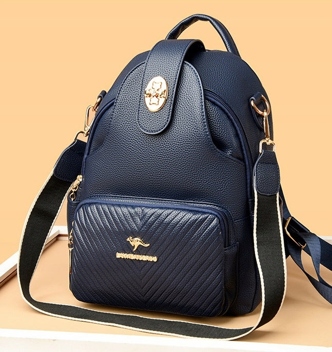WOMEN'S BACKPACK NAVY BLUE CITY BACKPACK FOR WORK FAUX LEATHER BAG Kind elegant