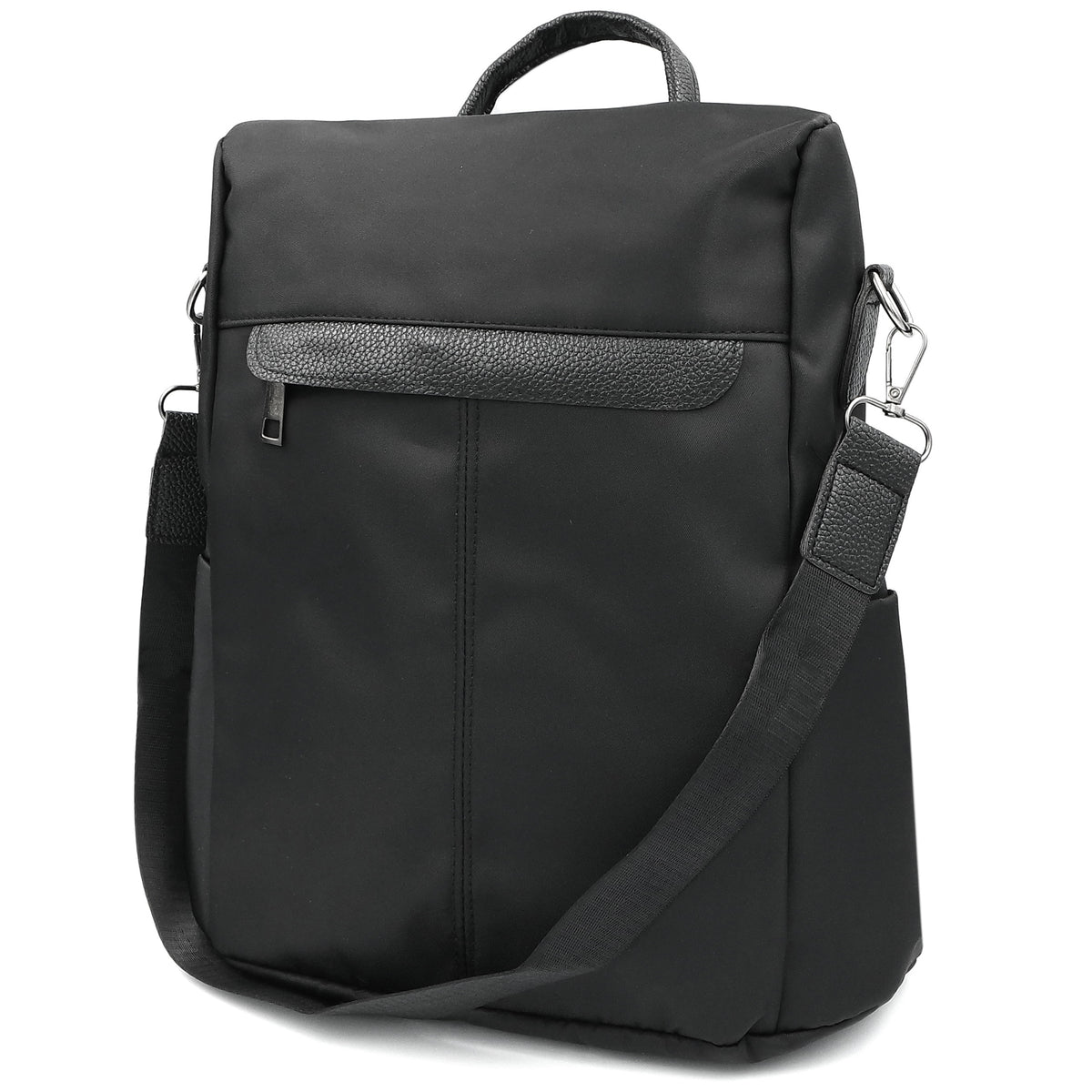 WOMEN'S BACKPACK URBAN BLACK BAG WATERPROOF ROOMY 5 POCKETS 2IN1