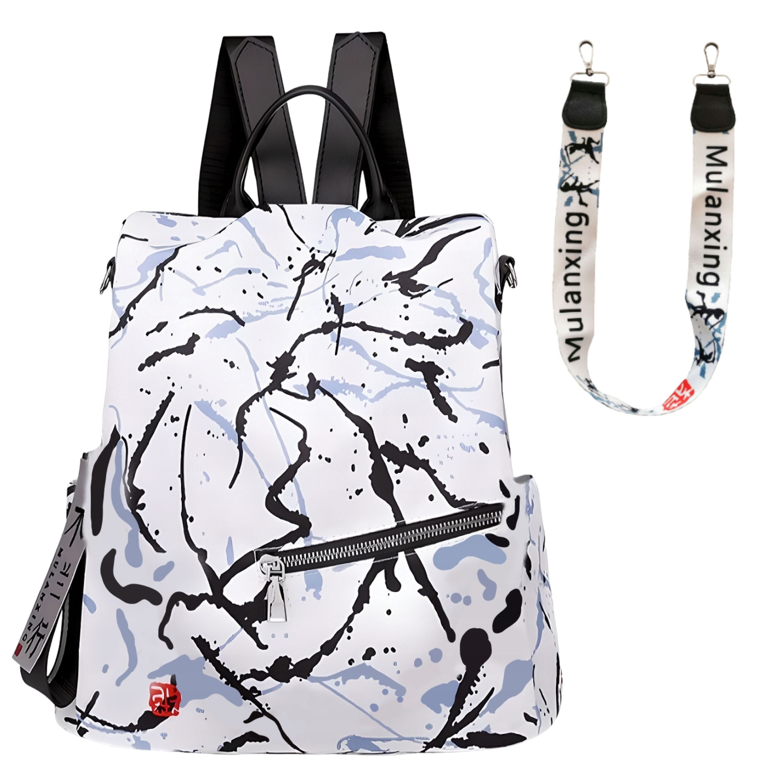 WOMEN'S BACKPACK WHITE SMALL BACKPACK CITY SHOULDER BAG LIGHT 2IN1 J-08- Brand Imiti