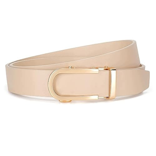 WOMEN'S BELT AUTOMATIC LEATHER WITH GOLD BUCKLE WIDTH 3 1 CM Brand no brand