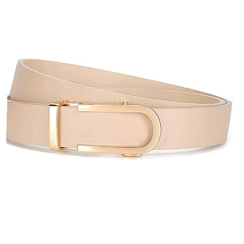 WOMEN'S BELT AUTOMATIC LEATHER WITH GOLD BUCKLE WIDTH 3 1 CM