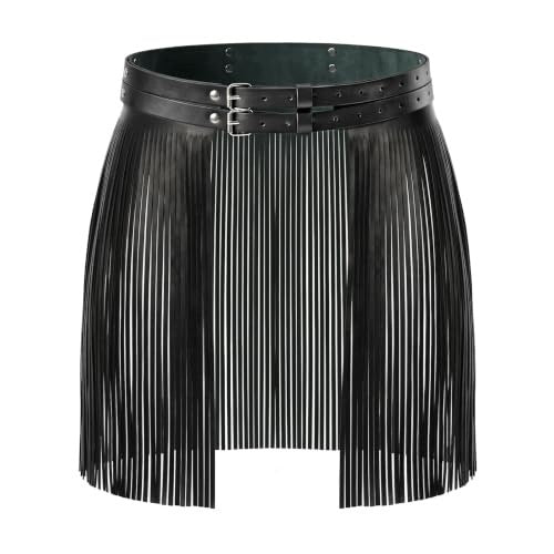 WOMEN'S BELT BLACK WITH TASSELS PUNK PU LEATHER FOR WOMEN leather Brand no brand
