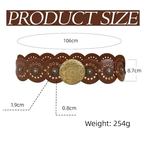 WOMEN'S BELT BOHO TURQUOISE COWBOY WAIST WESTERN HIP FOR HOME Manufacturer code SWC5908151139059