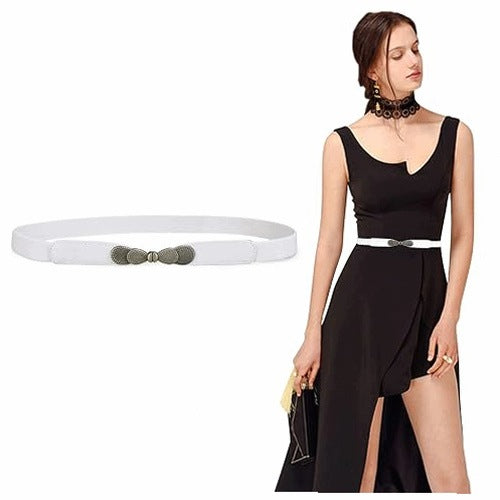 WOMEN'S BELT ELEGANT WHITE FOR SKIRT DRESS 70 CM MINIMALIST