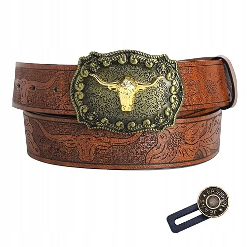 WOMEN'S BELT WESTERN COWBOY FLORAL BROWN COUNTRY FOR JEANS