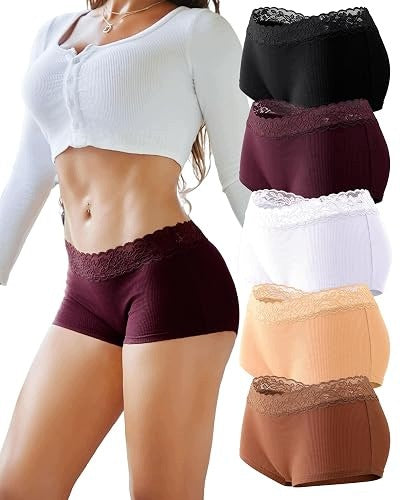 WOMEN'S BOXERS COTTON LACE HIPSTER FOR WOMEN 3 PAIRS Brand no brand
