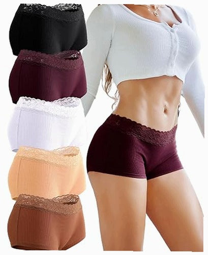 WOMEN'S BOXERS COTTON LACE HIPSTER FOR WOMEN 3 PAIRS