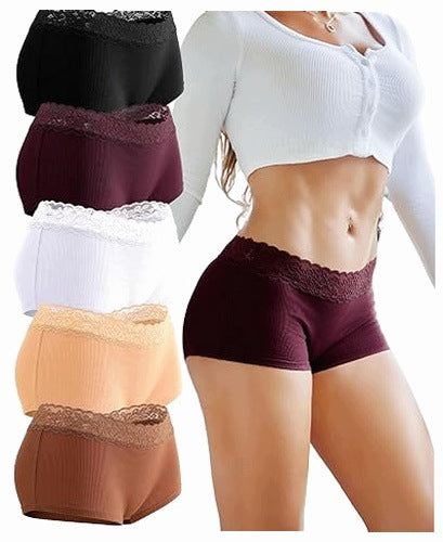 WOMEN'S BOXERS COTTON LACE HIPSTER FOR WOMEN BREATHABLE