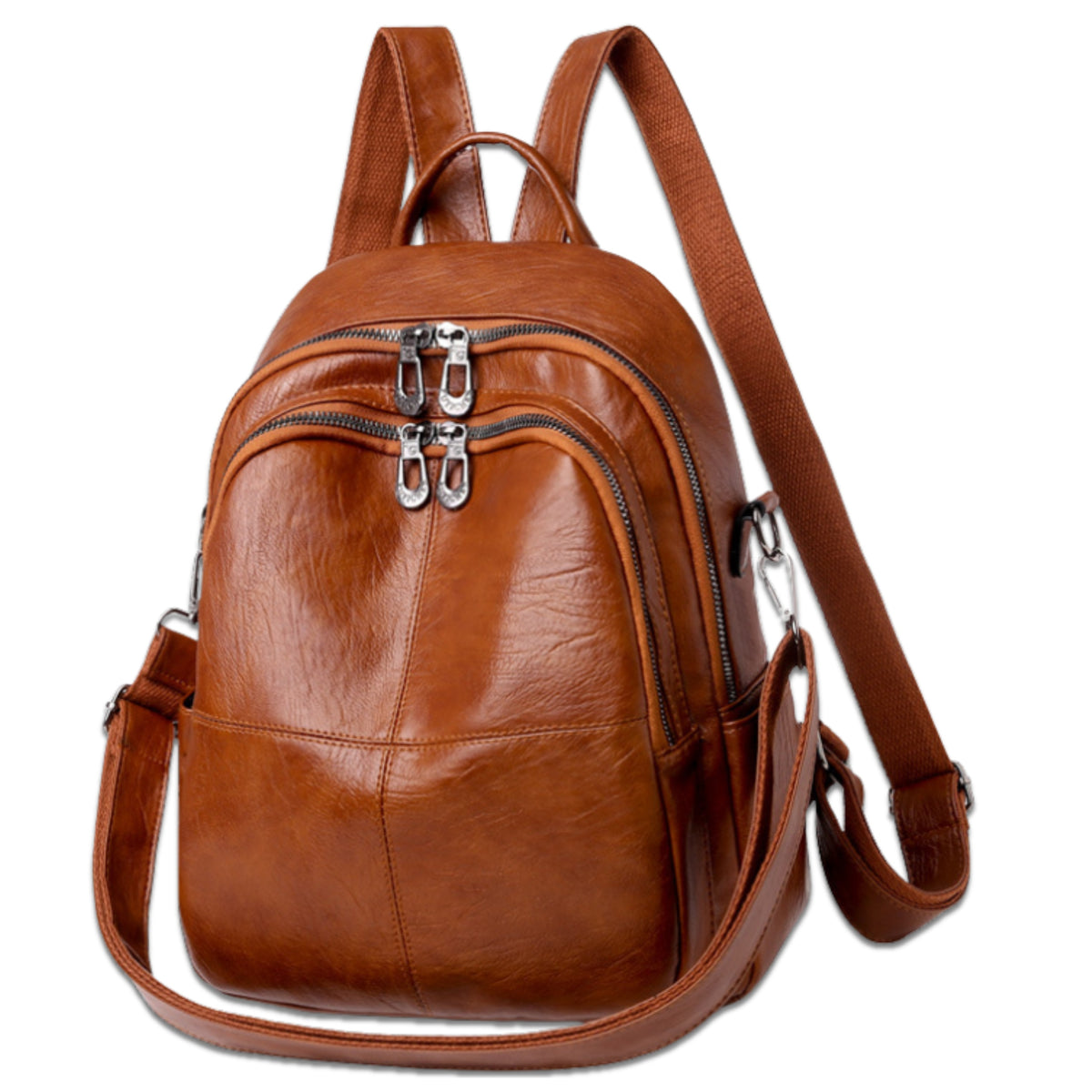 WOMEN'S CITY BACKPACK BROWN ROOMY Shoulder Strap School Bag 2in1