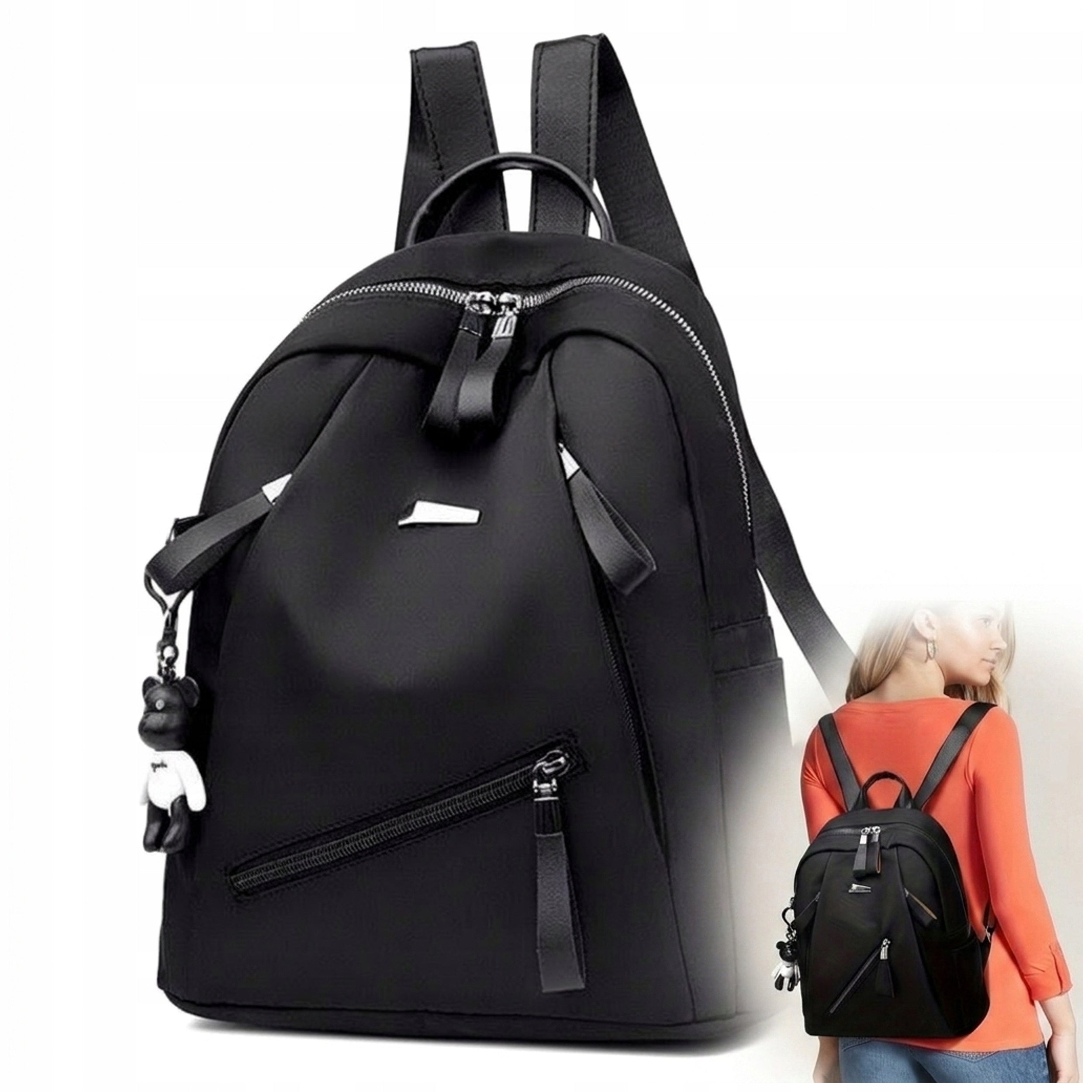 WOMEN'S CITY BACKPACK FOR SCHOOL WORK ROOMY BLACK STYLISH