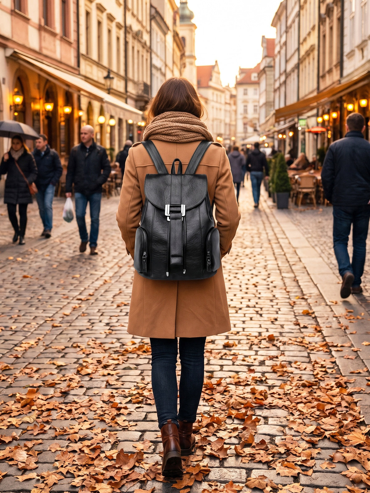 WOMEN'S CITY BACKPACK ROOMY WITH POCKETS BLACK QUALITY A4 ELEGANT Brand no brand