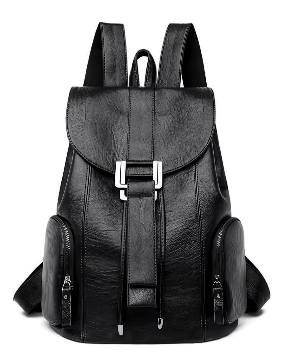 WOMEN'S CITY BACKPACK ROOMY WITH POCKETS BLACK QUALITY A4 ELEGANT