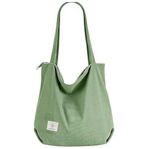 WOMEN'S CORDUROY SHOULDER BAG LARGE FOR WORK TRAVEL OFFICE HOME
