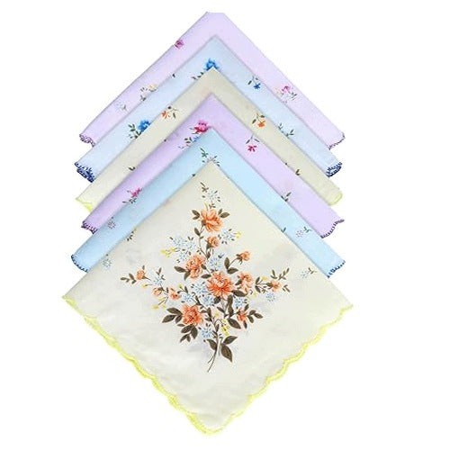 WOMEN'S COTTON VINTAGE FLORAL EMBROIDERED GIFT WIPES 6 PCS