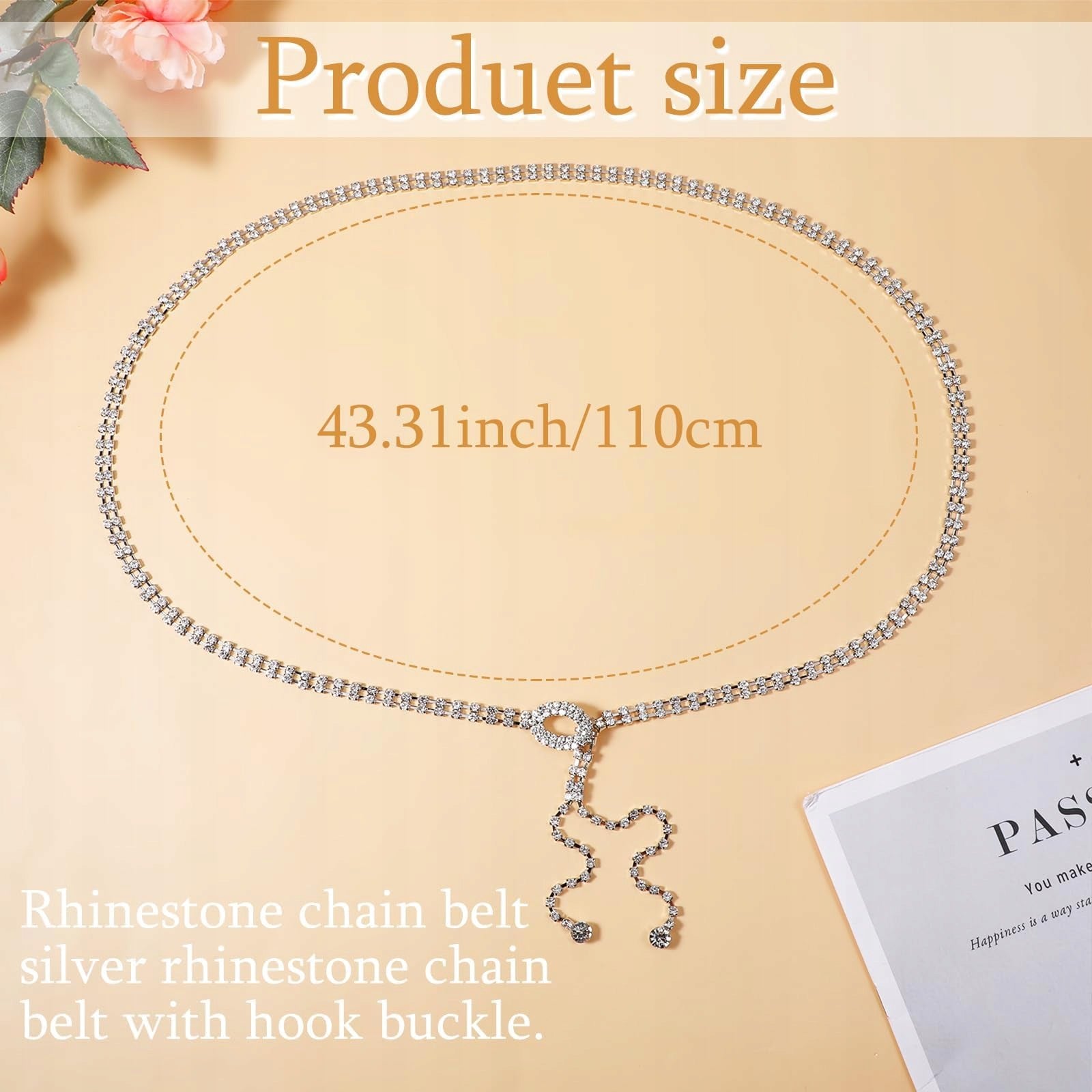 WOMEN'S DECORATIVE BELT 110CM FOR DRESS PANTS CRYSTAL WAIST JEWELRY Manufacturer code 5908140221918