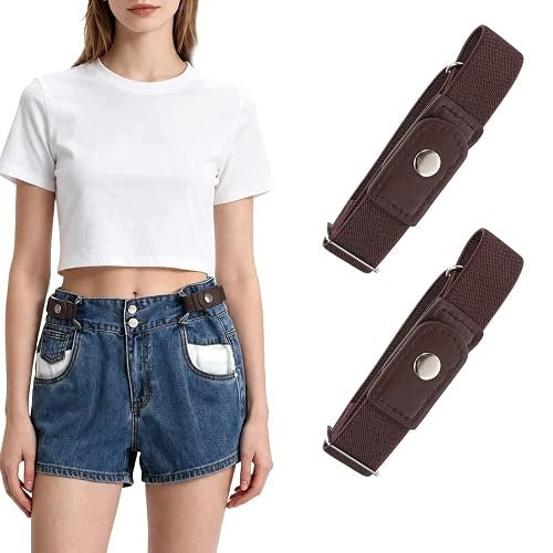WOMEN'S ELASTIC BELT WITHOUT BUCKLE INVISIBLE FOR TROUSERS 2 PIECES Brand no brand