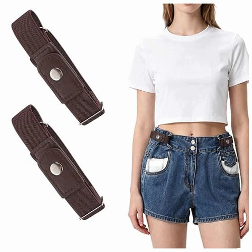 WOMEN'S ELASTIC BELT WITHOUT BUCKLE INVISIBLE FOR TROUSERS 2 PIECES