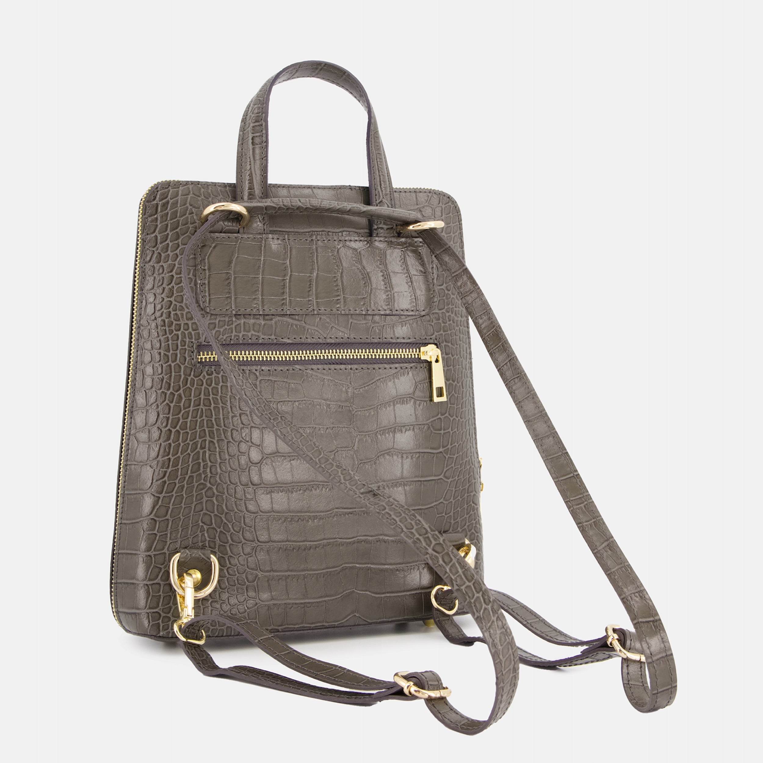 WOMEN'S GREY VENEZIA BACKPACK WITH ANIMAL MOTIF MADE OF NATURAL LEATHER Brand VENEZIA