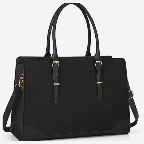 WOMEN'S LAPTOP BAG 15 6 INCH BLACK PU LEATHER FOR WORK leather