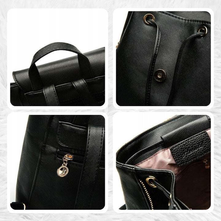 WOMEN'S LEATHER BACKPACK BLACK WOMEN'S HANDBAG FOR WOMEN FASTENED TO WORK EAN (GTIN) 5907745919152