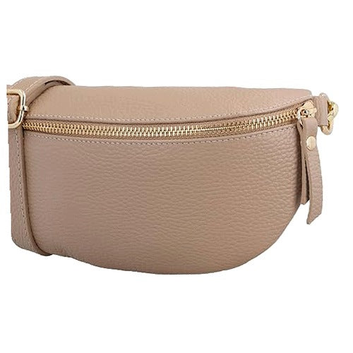 WOMEN'S LEATHER CROSSBODY BAG FOR BELT BRINJA BEIGE FOR WOMEN